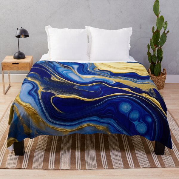 Item preview, Blue and Gold Abstract Fluid Acrylic Paint Pour designed and sold by Vicky Brago-Mitchell®.