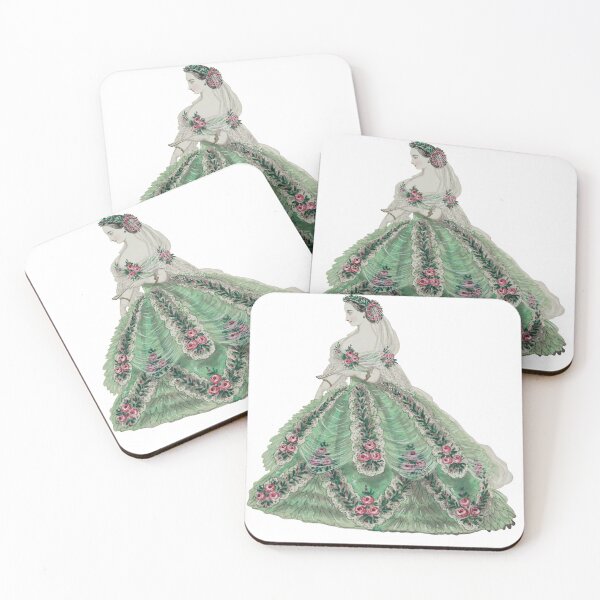 Item preview, 1860s lady in a green and pink dress designed and sold by Historical Beauty.