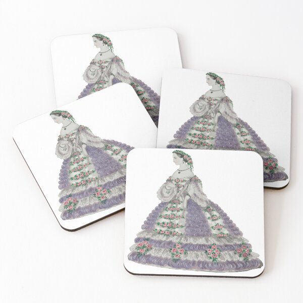 Item preview, 1860s lady in purple dress with flowers designed and sold by Historical Beauty.