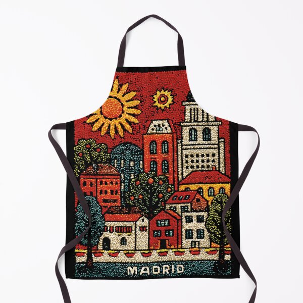 Item preview, Madrid Spain Plaza Poster | Sunny Embroidered Folk Art designed and sold by TuncGK.