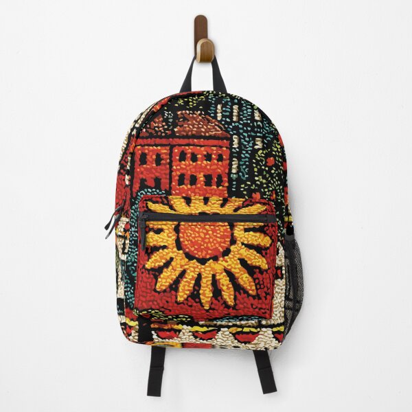 Item preview, Madrid Spain Plaza Poster | Sunny Embroidered Folk Art designed and sold by TuncGK.