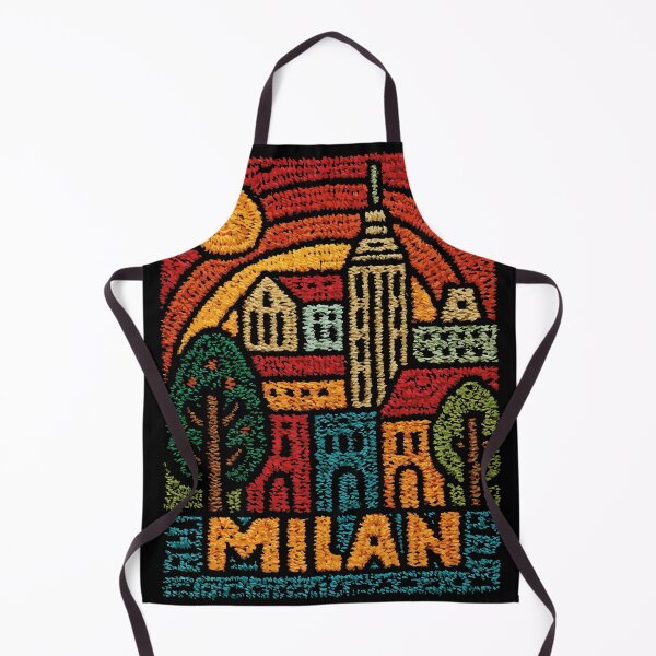 Item preview, Milan Italy Duomo Poster | Retro Embroidered Folk Art designed and sold by TuncGK.