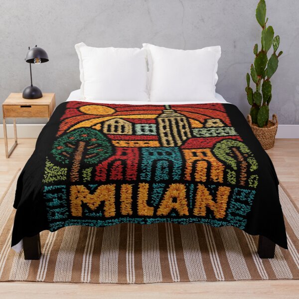 Item preview, Milan Italy Duomo Poster | Retro Embroidered Folk Art designed and sold by TuncGK.