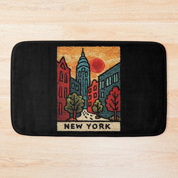 Item preview, Autumn in New York Poster | Retro Embroidered Folk Art designed and sold by TuncGK.
