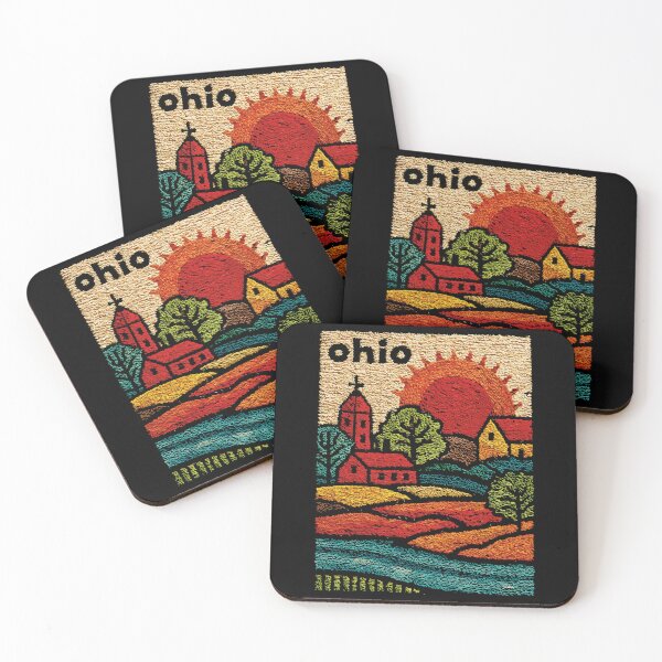 Item preview, Rural Ohio Sunset Poster | Midwest Folk Art Landscape designed and sold by TuncGK.