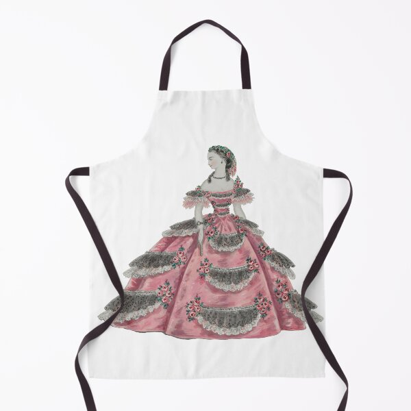 Item preview, 1860s lady in a pink dress with black lace designed and sold by Historical Beauty.