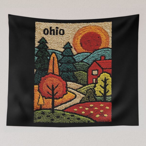 Item preview, Autumn in Ohio Poster | Winding Road Folk Art designed and sold by TuncGK.
