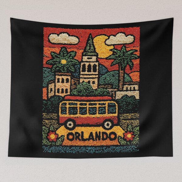 Item preview, Orlando Florida Poster | Retro Vacation Folk Art designed and sold by TuncGK.