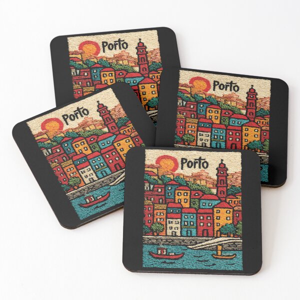Item preview, Porto Portugal Poster | Colorful Riverfront Folk Art designed and sold by TuncGK.