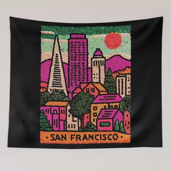 Item preview, San Francisco Poster | California Cityscape Folk Art designed and sold by TuncGK.