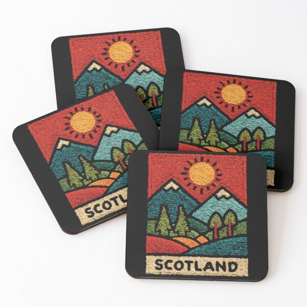 Item preview, Scottish Highlands Poster | Moody Landscape Folk Art designed and sold by TuncGK.