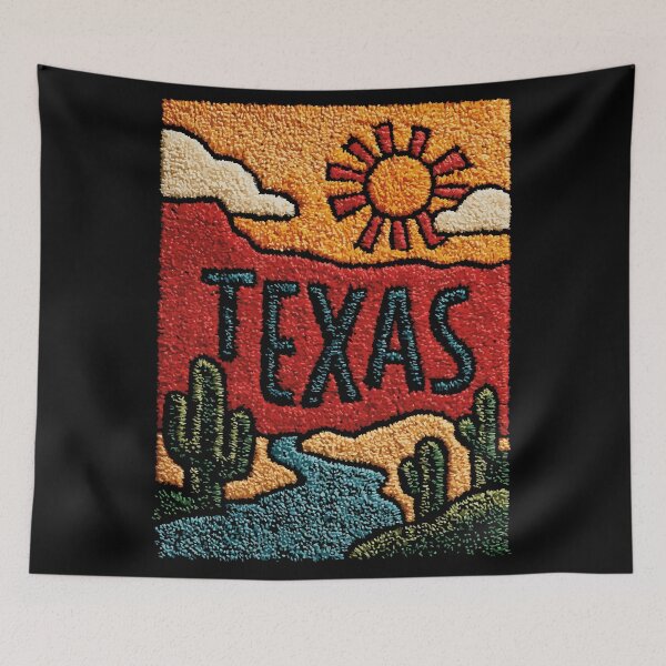 Item preview, Texas Sunset Poster | Retro Western Landscape Art designed and sold by TuncGK.