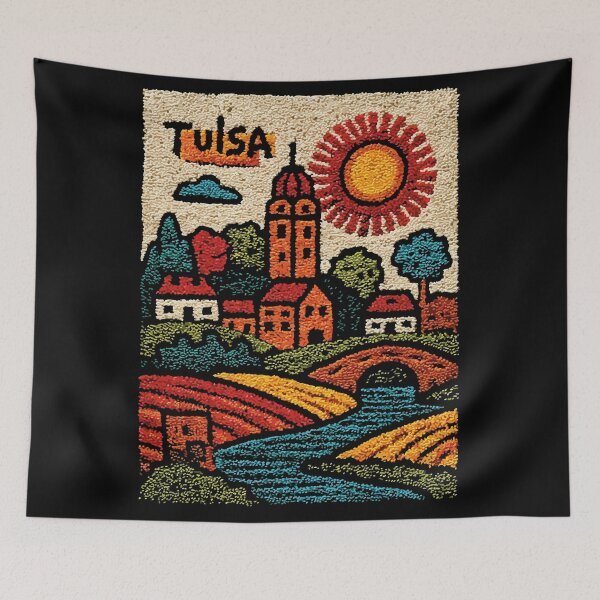 Item preview, Tulsa Oklahoma Poster | Heartland Hills Folk Art designed and sold by TuncGK.