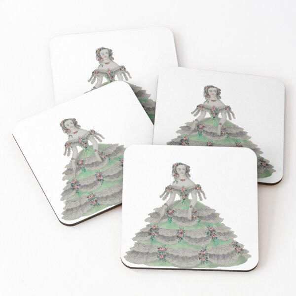 Item preview, 1850s lady in a green dress designed and sold by Historical Beauty.