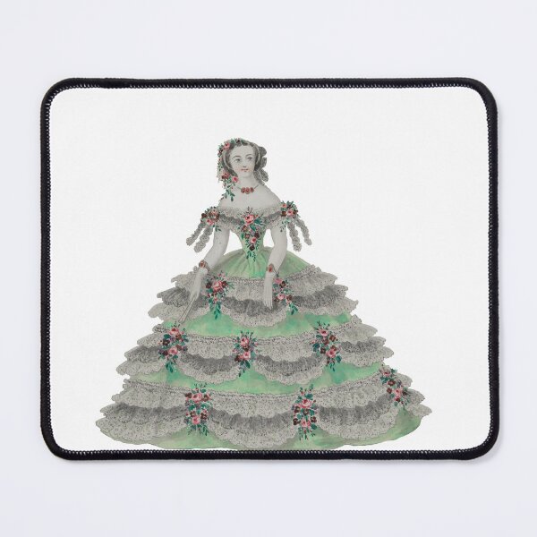 Item preview, 1850s lady in a green dress designed and sold by Historical Beauty.