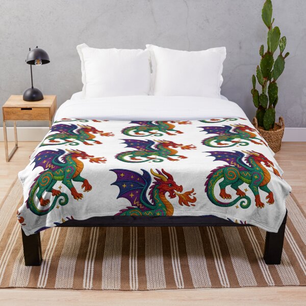 Aperçu de l'œuvre Dragon coloré dans un style de broderie fantastique créée et vendue par Ahau Designs.
