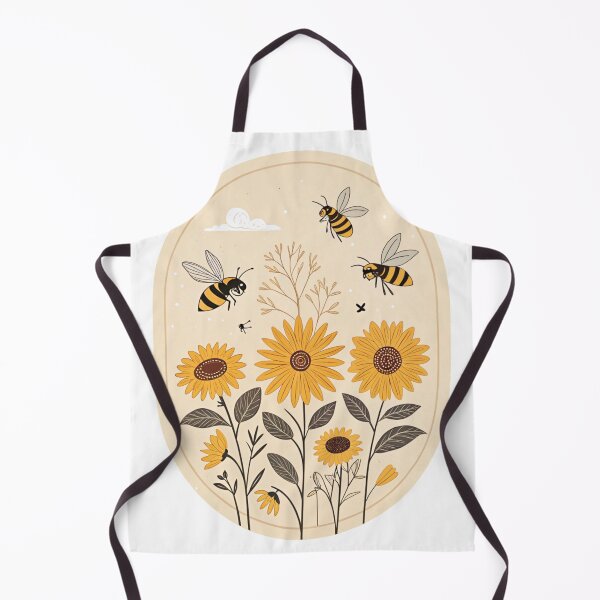 Item preview, Minimalist Botanical Illustration – Bees Flying Around Sunflowers in Oval designed and sold by Vive con Fe.