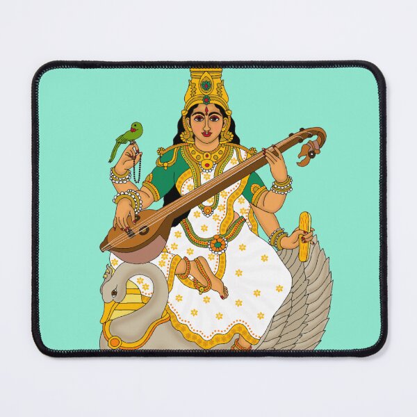 Item preview, Goddess Saraswati on Swan | Devi Saraswati Digital Artwork | Hindu Goddess Wall Art Home Decor designed and sold by Harshit_Digital_Arts.