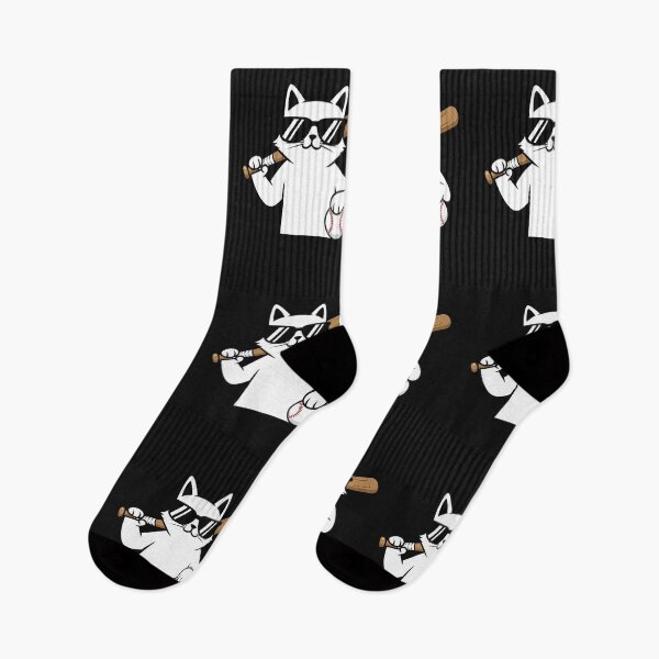 Item preview, Funny Cat Wearing Sunglasses Playing Baseball  designed and sold by cawtoon.