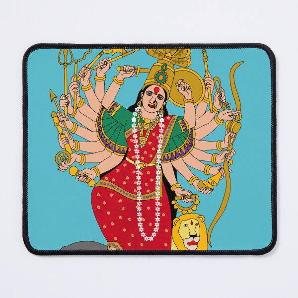 Item preview, Saptashrungi Devi Illustration | Goddess Durga of Seven Peaks | Divine Mountain Goddess Digital Artwork designed and sold by Harshit_Digital_Arts.