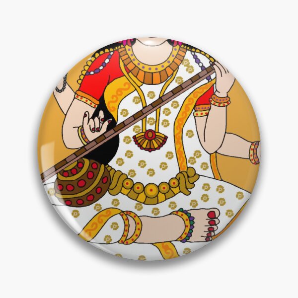 Item preview, Maa Saraswati on Golden Throne Illustration | Divine Goddess of Knowledge Digital Art | Spiritual Wall Decor designed and sold by Harshit_Digital_Arts.