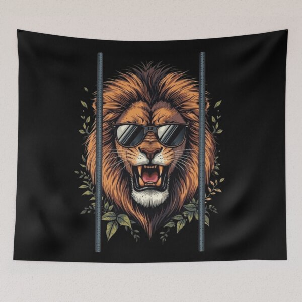 Item preview, Angry Lion Behind Jail Bars designed and sold by ZZEE--Lifestyle.