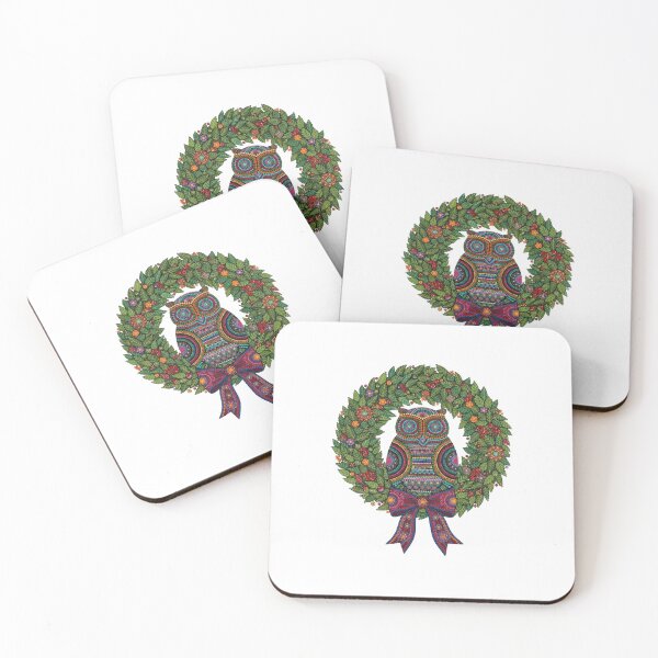 Item preview, Mandala Owl Christmas Wreath Shirt | Bohemian Dot Art Holiday  designed and sold by DotsNSoul.