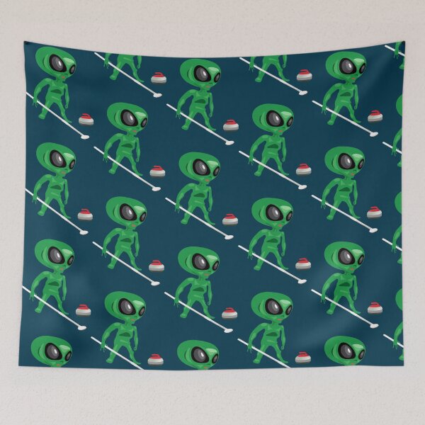Item preview, Curling Alien Funny Winter Sport Design designed and sold by dereckgoodwi.