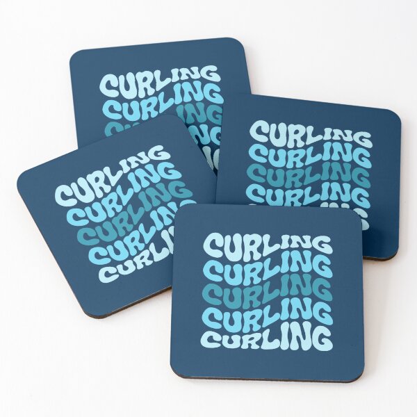Item preview, Curling Blue Wavy Retro Curling Lover designed and sold by dereckgoodwi.