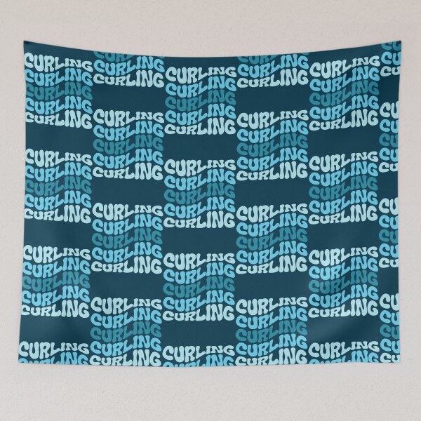 Item preview, Curling Blue Wavy Retro Curling Lover designed and sold by dereckgoodwi.