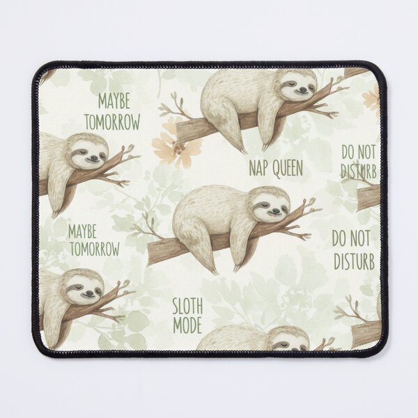 Item preview, Funny Lazy Sloth Watercolor Pattern – Cute Sleeping Sloths & “Maybe Tomorrow” Quotes designed and sold by skysshobu.