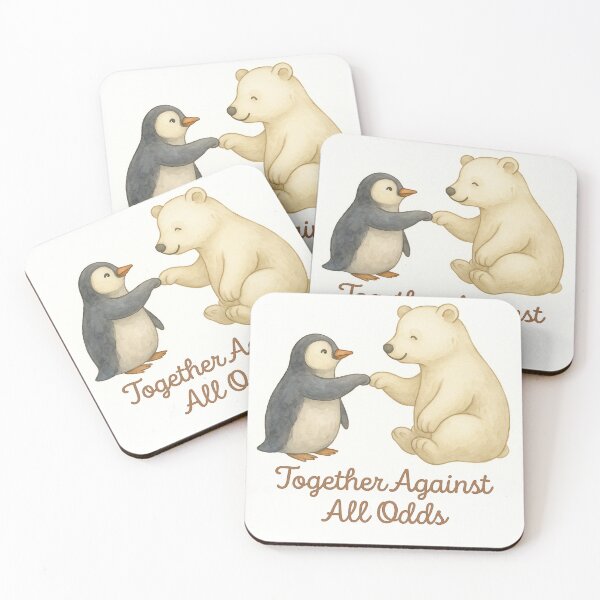 Item preview, Together Against All Odds – Penguin and Polar Bear Watercolor designed and sold by MforMontessori.