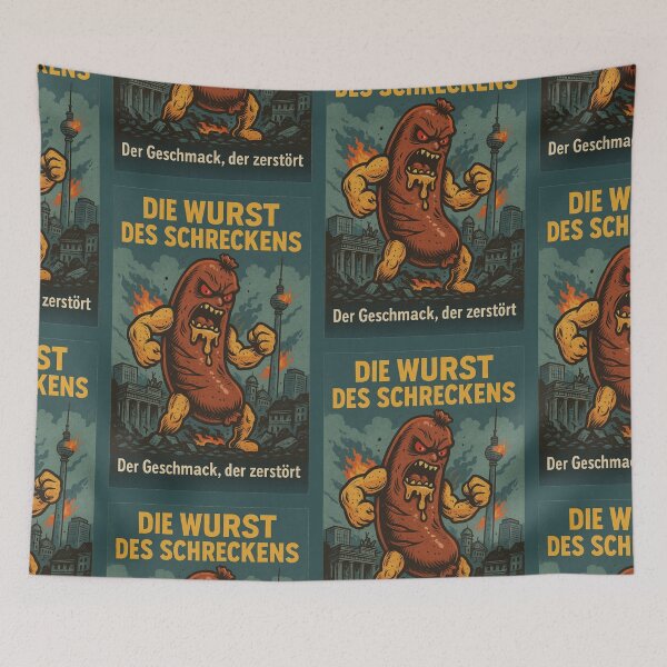 Item preview, The Sausage of Terror – Retro German Bratwurst Monster Poster in Vintage Comic Style designed and sold by Travellerz.