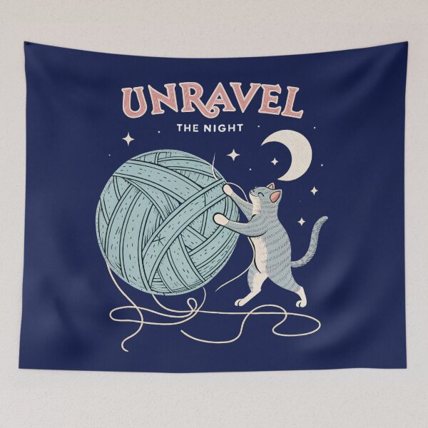 Item preview, Unravel the Night – Surreal Cat & Moon Vintage Art designed and sold by Artiviose.