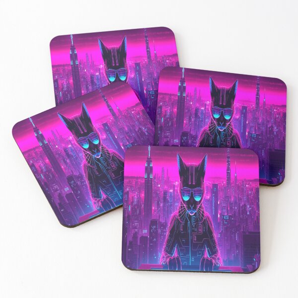 Item preview, Cyberpunk Neon Cat Hacker – Digital Vaporwave Design designed and sold by MODENESTY.