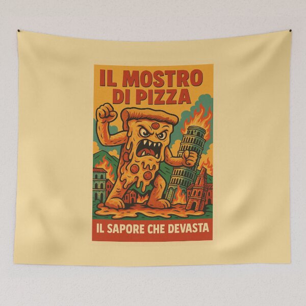Item preview, Pizza Monster of Italy – Retro Comic Style Poster Illustration designed and sold by Travellerz.