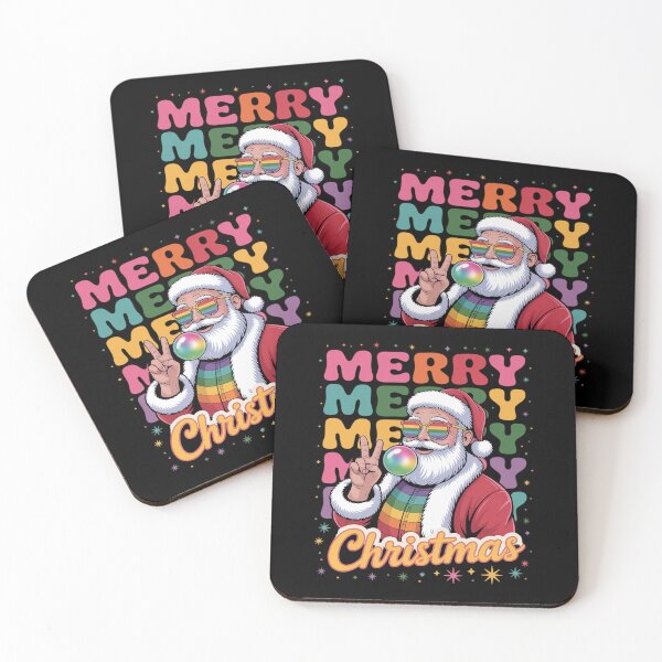 Item preview, Rainbow Santa Merry Christmas  Funny Santa Blowing Bubble designed and sold by FranzFriesen.