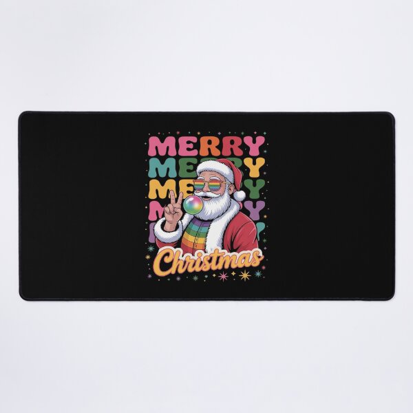 Item preview, Rainbow Santa Merry Christmas Funny Santa Blowing Bubble designed and sold by FranzFriesen.