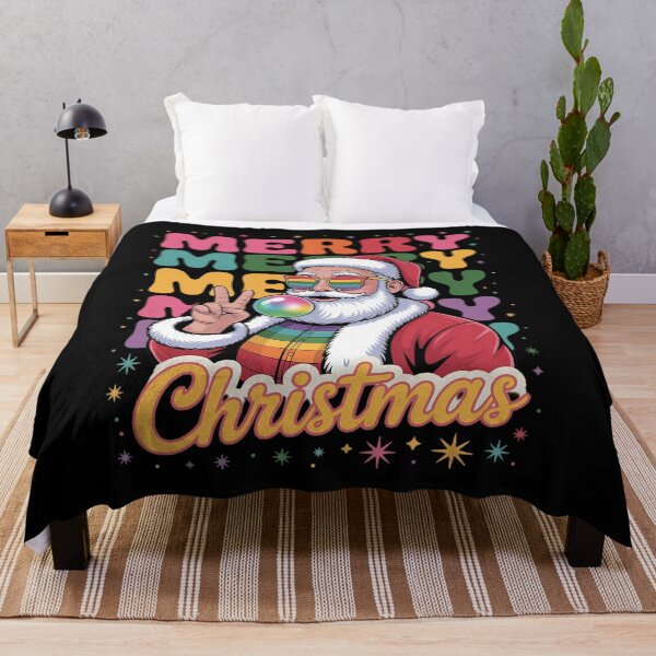 Item preview, Rainbow Santa Merry Christmas Funny Santa Blowing Bubble designed and sold by FranzFriesen.