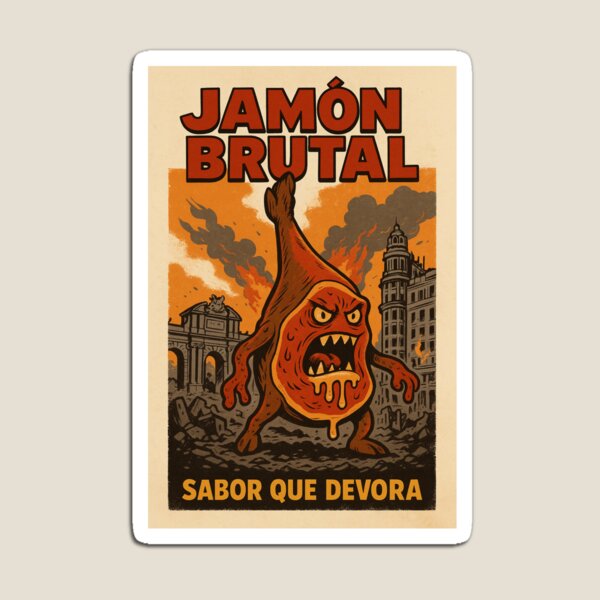 Item preview, Spanish Ham Monster – Retro Comic Poster Illustration designed and sold by Travellerz.