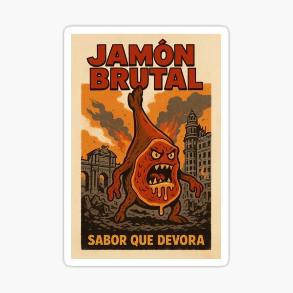 Item preview, Spanish Ham Monster – Retro Comic Poster Illustration designed and sold by Travellerz.