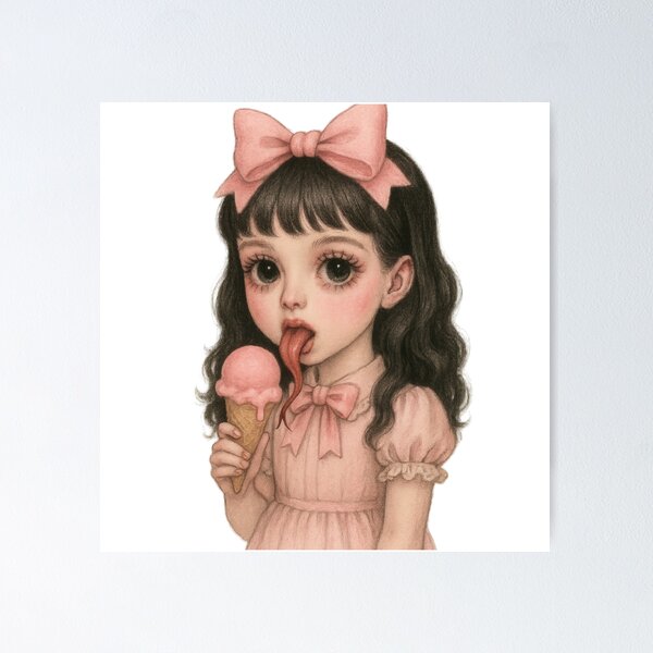 Item preview, Coquette Doll with Ice Cream Sticker designed and sold by Sugar&Shadows.