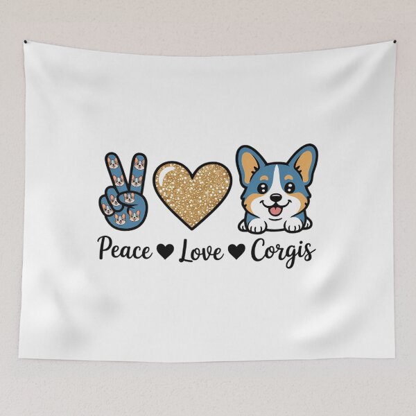 Item preview, Kawaii Peace Love Cardigan Blue Merle Corgi Lover designed and sold by PunkNation-Arts.