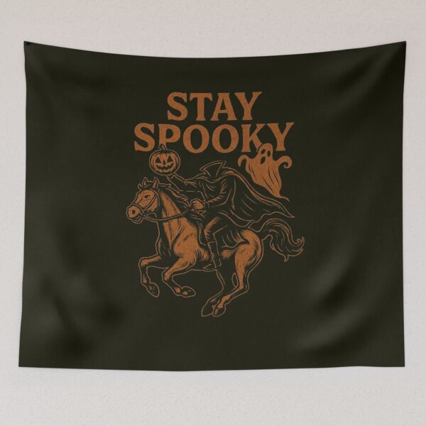Item preview, Ghostly Pumpkin Rider – Retro Halloween Scene for Spooky Season Fans designed and sold by kakaworld.
