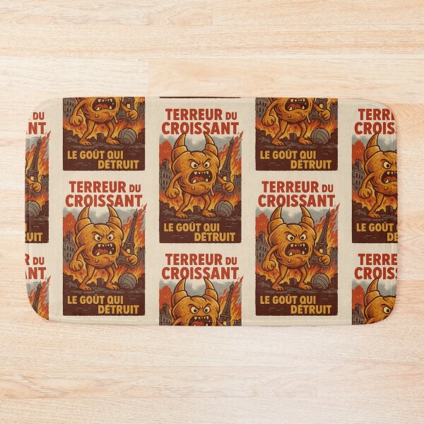 Item preview, French Croissant Monster – Retro Vintage Comic Poster Illustration designed and sold by Travellerz.