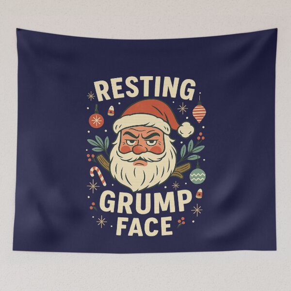 Item preview, Resting Grump Face – Funny Retro Santa Mid Century Christmas Humor Design designed and sold by FluffyCreative.