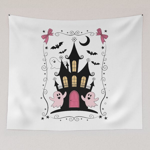 Item preview, Scary Halloween House Coquette Bow Boo Ghost Spooky Season designed and sold by PunkNation-Arts.