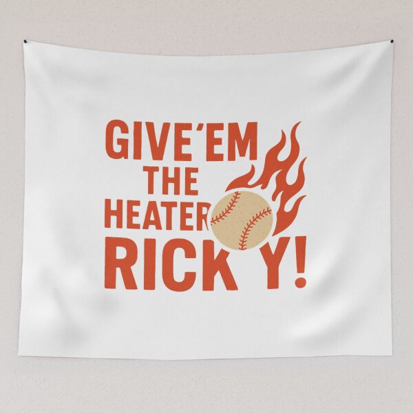 Item preview, Major League – Give ’em the Heater Ricky! Flaming Baseball Design designed and sold by BackstopAndCo.