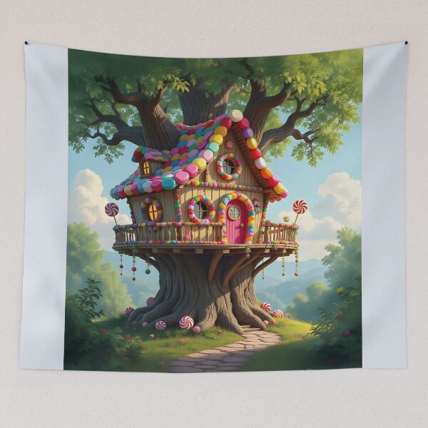Item preview, Whimsical Treehouse  With Colorful  Candies And Lollipops designed and sold by Wiss2Arts.