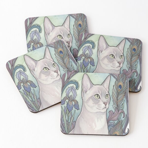 Item preview, Lilac Dream – Art Nouveau Cat Portrait designed and sold by Thread Bubbler.